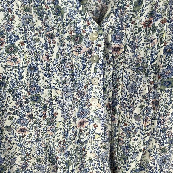 Rose + Olive Top Blouse 3X Blue Pink Ditsy Floral 3/4 Sleeve Flowy Peasant Boho - Picture 6 of 11